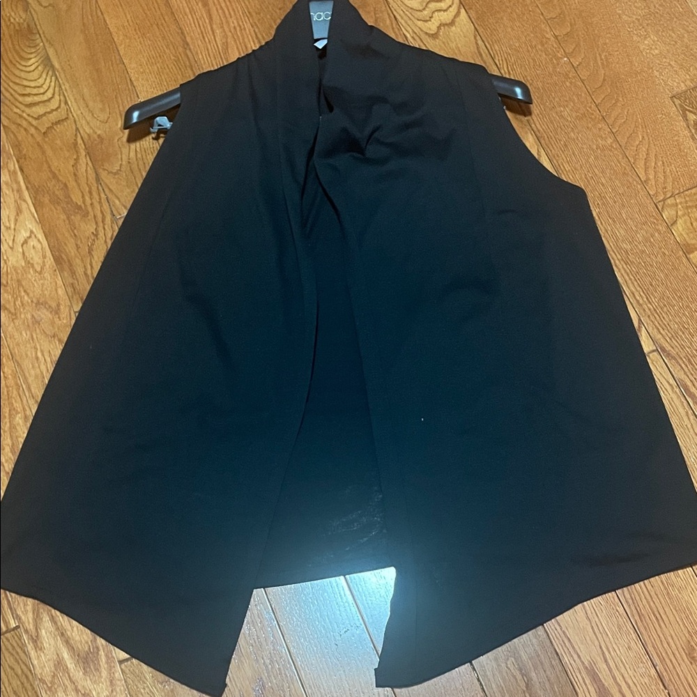 Macy's Black Sleeveless Open-Front Drape Vest